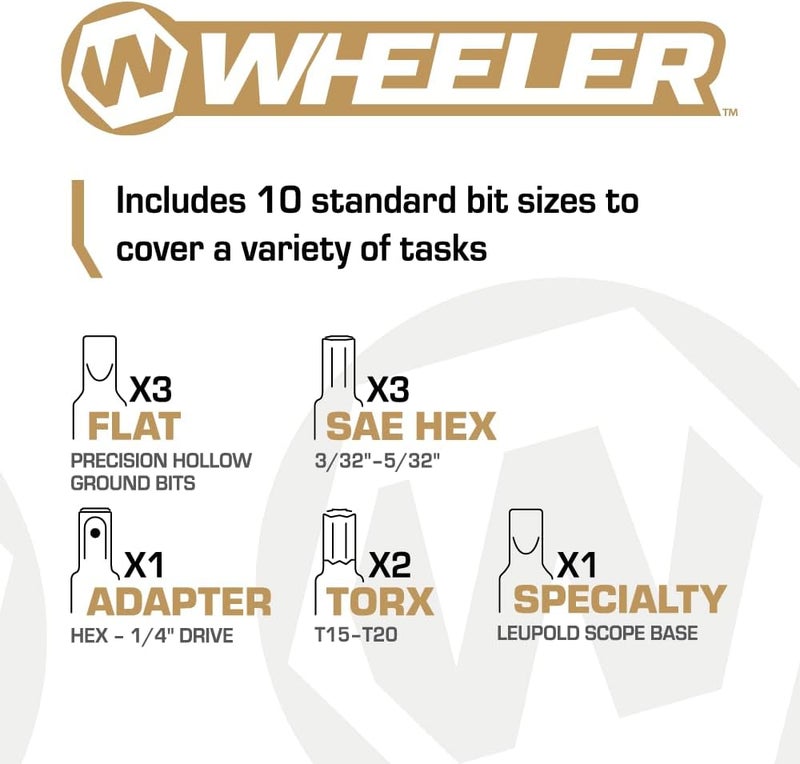Wheeler Manual Firearms Accurizing Torque Wrench with Inch/Pounds Measurement, Bits and Storage Case for Scope Mounting, Gunsmithing and Maintenance - Image 3